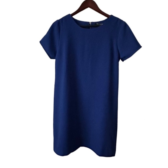 one clothing Women M Royal Blue Short Sleeve Round Neck Relaxed Tunic Mini Dress - Picture 7 of 13